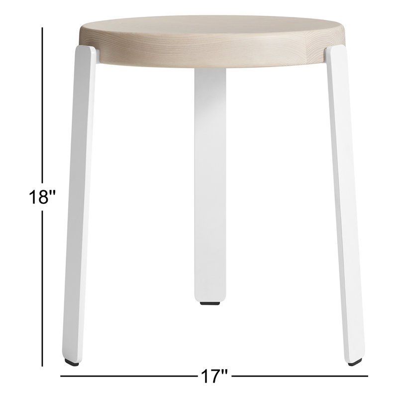 Unit Accent Stool, Whitewashed Ash/White