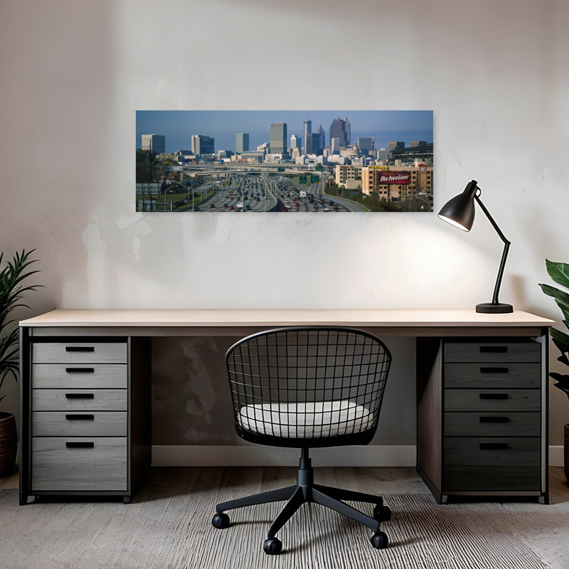 High angle view of traffic on a highway Atlanta Georgia USA 1 Piece Wrapped Canvas Panoramic Wall Art