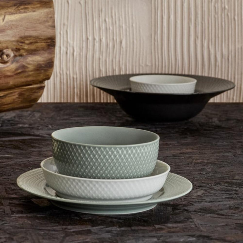 Rhombe Earth Porcelain Rice Bowl, Green