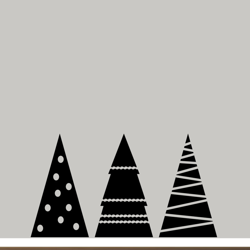 Décalcomanie murale ensemble d’arbre de noël Betancourt, Noir