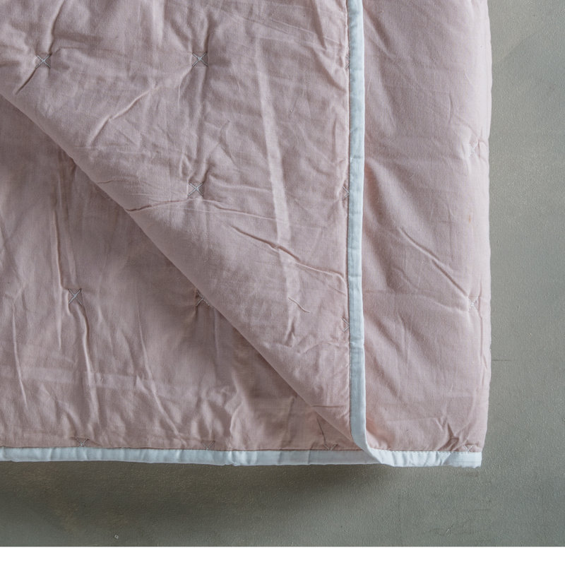 Kodeah Cotton Solid Colour Bedspread, Blush