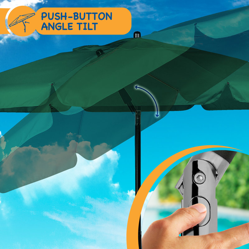 SUNMER 2M Beach Umbrella with Tilt Mechanism, Green