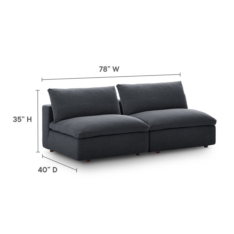 Causeuse modulaire sans accoudoirs 2 pièces Commix, Polyester gris