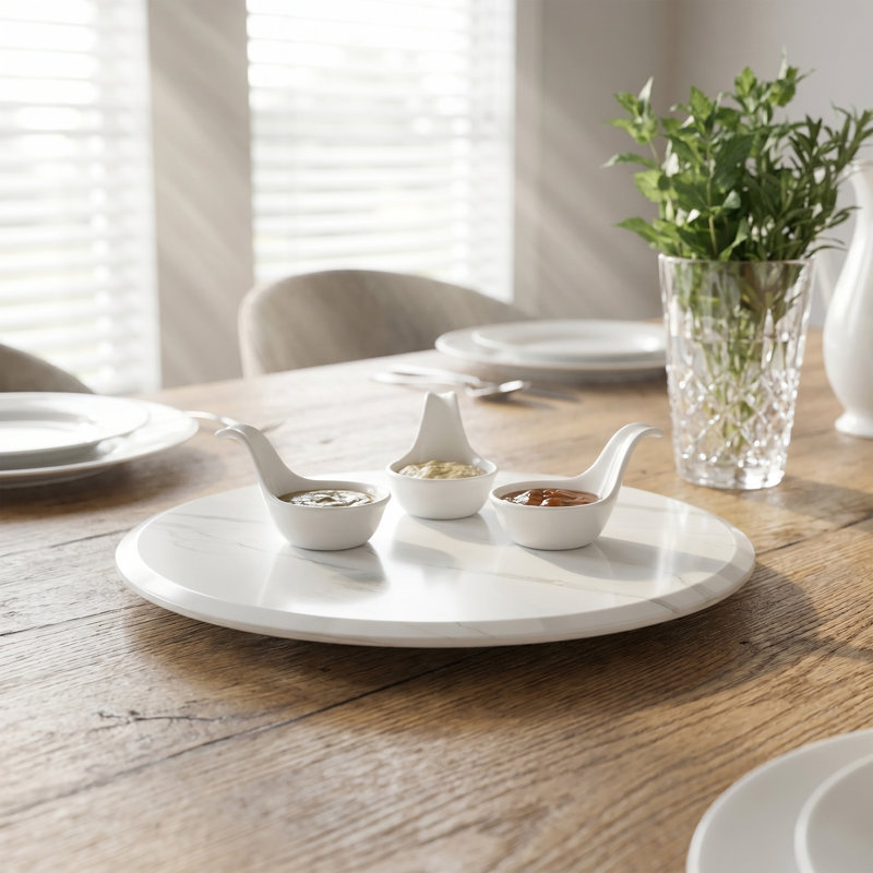 Plateau tournant en marbre véritable 15,7 po, H 0,7 po x l 23,6 po