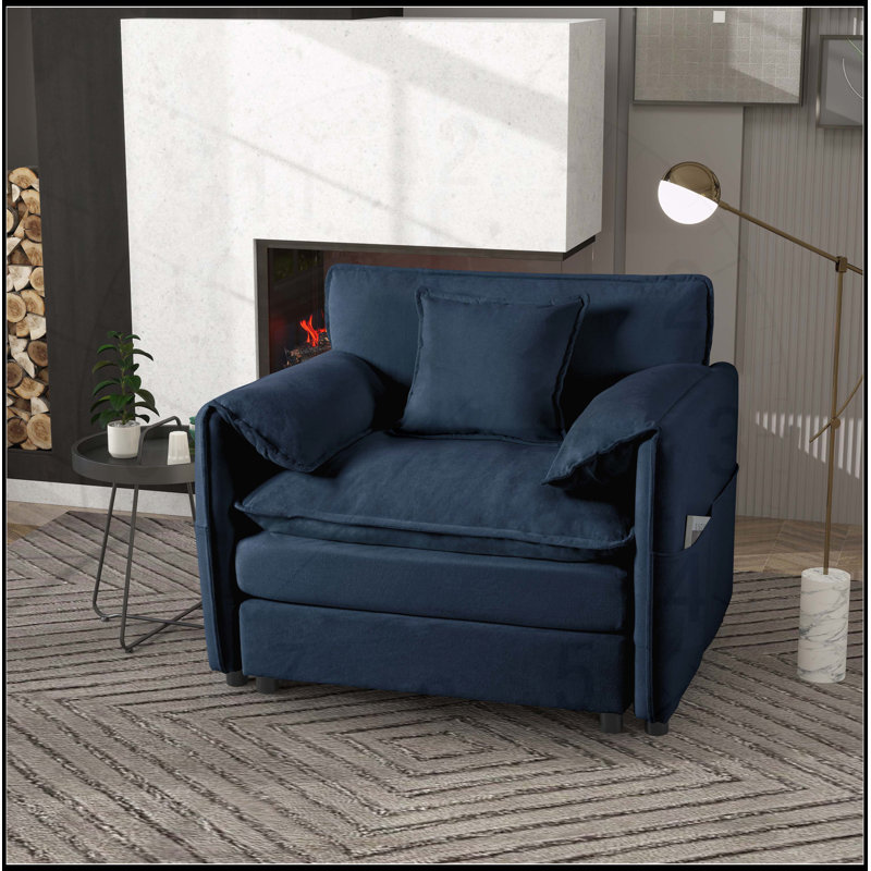 Fauteuil surdimensionné de 41,73 po avec 1 coussin décoratif, Bleu