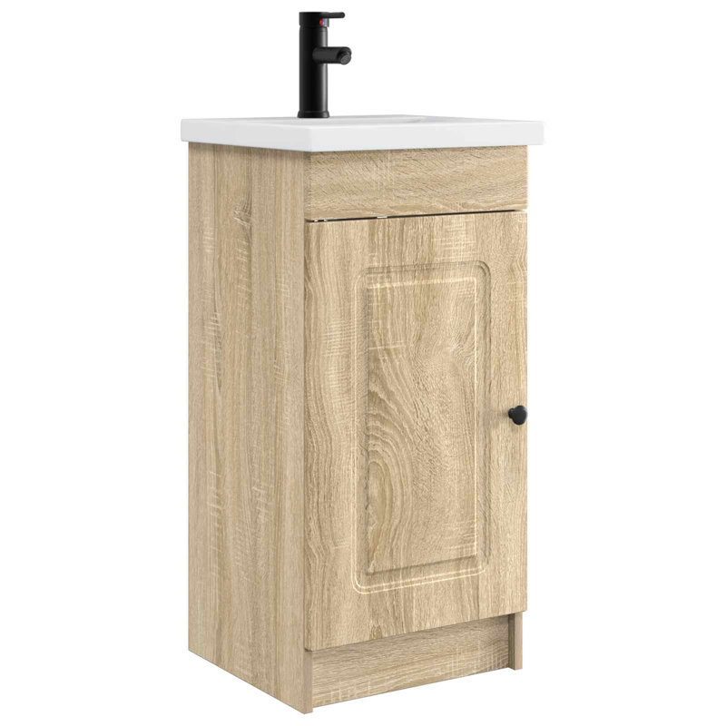Single Bathroom Vanity with Ceramic Basin, Sonoma Oak