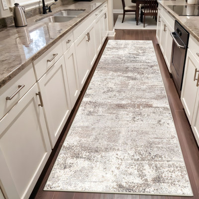 Washable Abstract Area Rug - Rugs for Living Room Large Non Slip Indoor Entryway Rubber Backing Carpet Bedroom Kitchen Distressed Stain Resistant Floor Decor Mat Machine Washable Brown