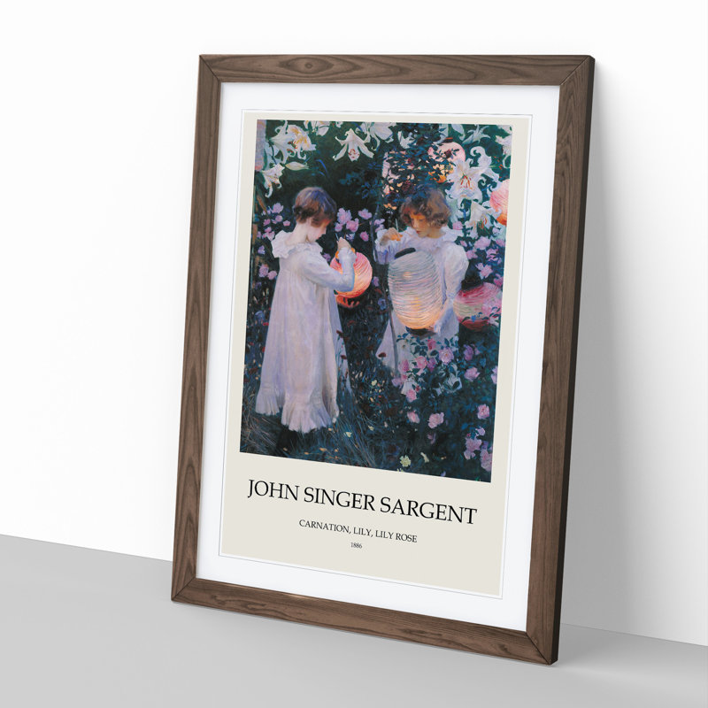 Carnation, Lily, Lily, Rose by John Singer Sargent - Picture Frame Art Prints, 65cm H x 48cm W x 2cm D, Walnut