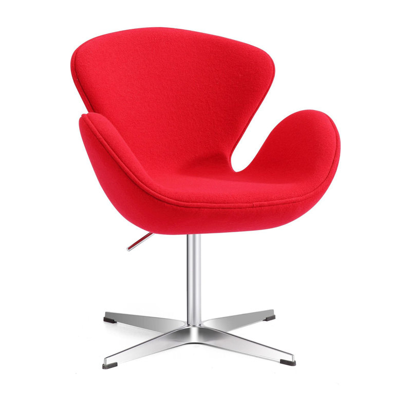 Fauteuil de bureau pivotant rembourré Iasos, Laine rouge