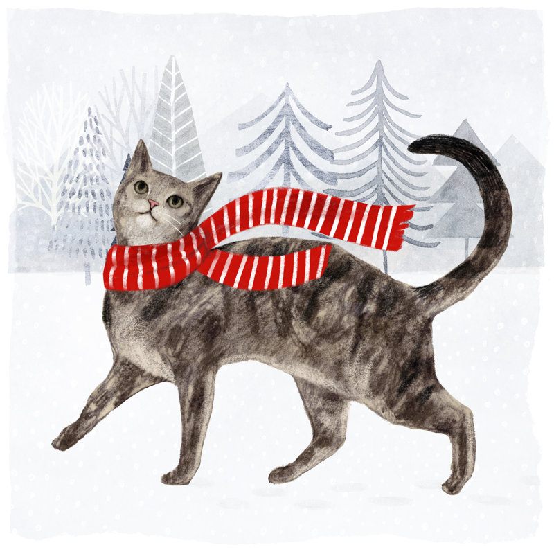 Christmas Cats & Dogs I by Victoria Borges - Wrapped Canvas Painting, 76cm H x 76cm W x 3.8cm D