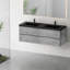 Meuble-lavabo flottant 60 po avec lavabo, meuble-lavabo mural moderne 60 po avec deux lavabos en quartz noir et quatre tiroirs à fermeture en douceur, gris ciment EDI 24V12-60GR