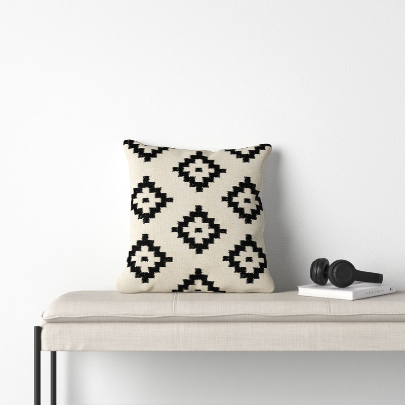 Southwestern Black and White Wool Blend Throw Pillow Set