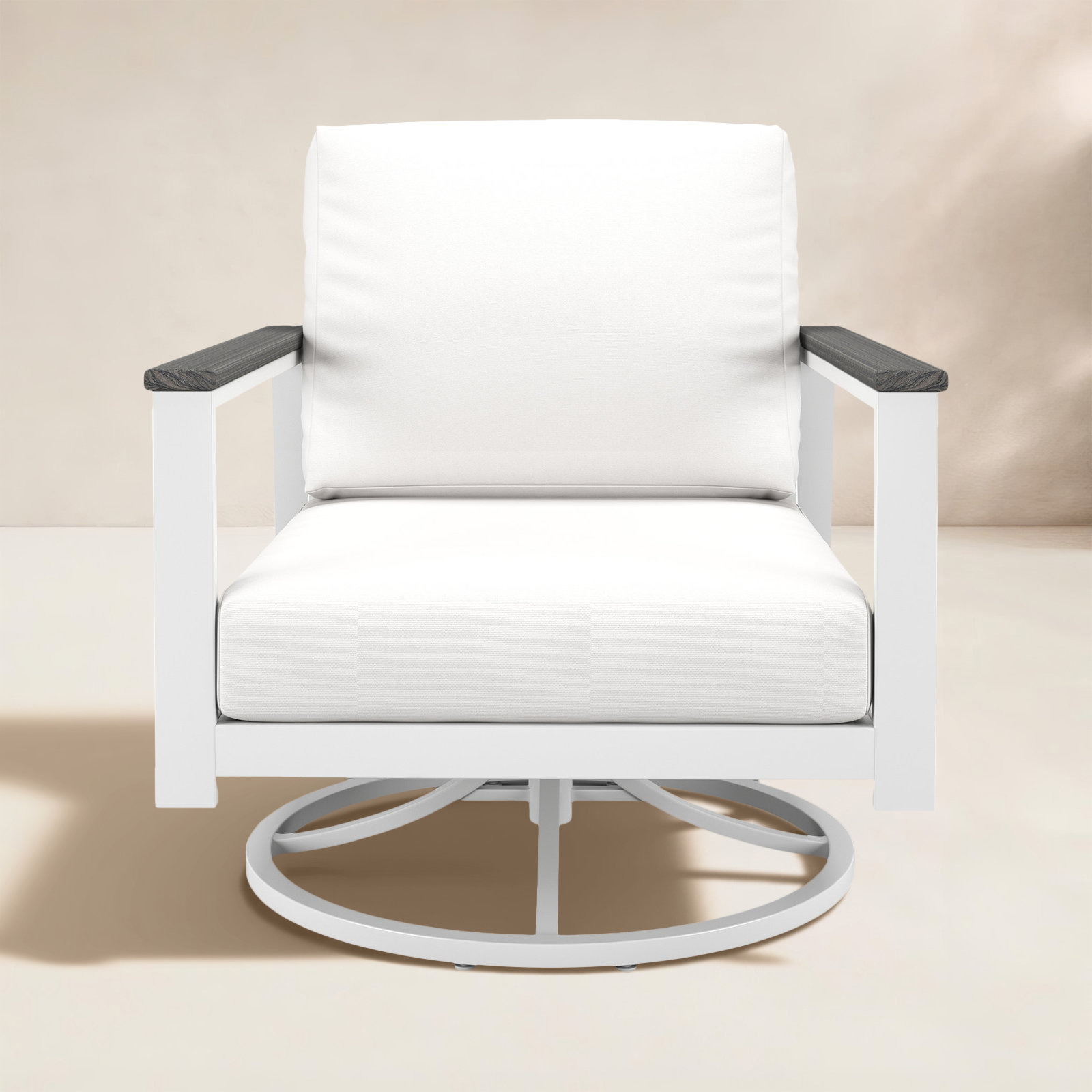 Townsend Metal Outdoor Rocking Chair With Sunbrella Cushion, Gray, Canvas White
