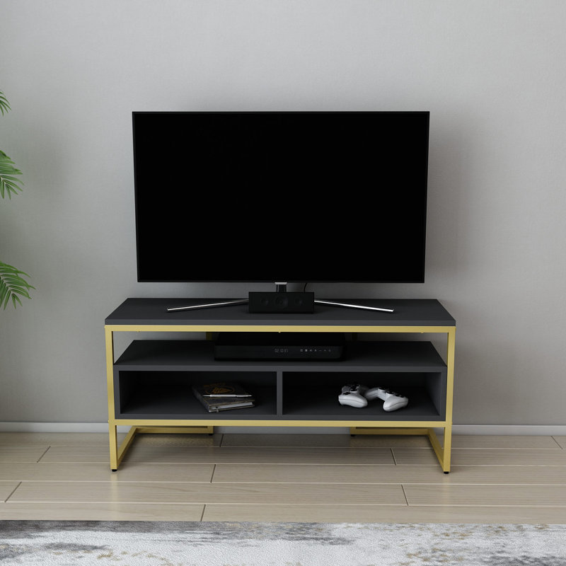 Meuble télé, Gris/doré