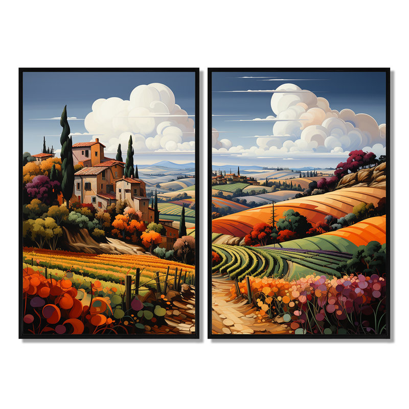 Italie Toscane Vineyard I - impressions sur toile traditionnelles vertes, Noir, H 36 po x l 48 po