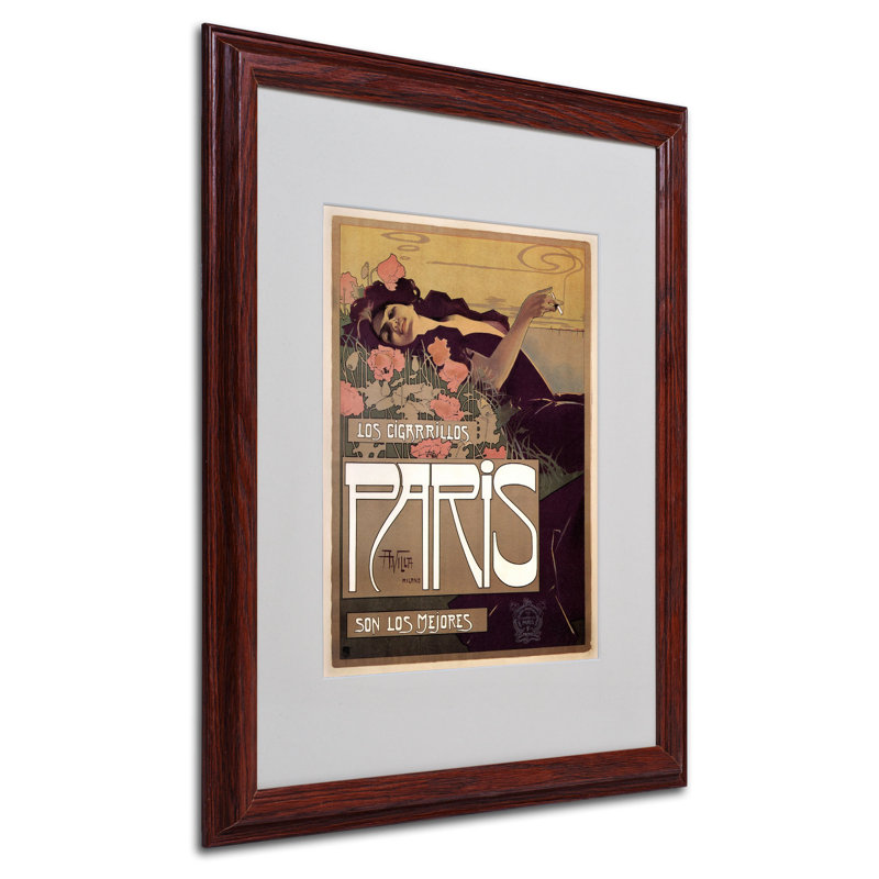 " Paris Cigarettes 1901 ", 14" H x 11" W x 0.5" D, Brown