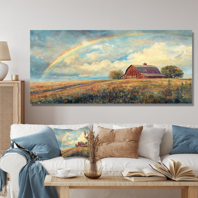 Rainbow Over The Farmhouse II - arc-en-ciel, impression sur métal