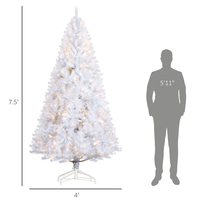 Sapin de Noël artificiel 7,5 pi avec 7,5 lumières DEL blanc chaud et 1346 pointes