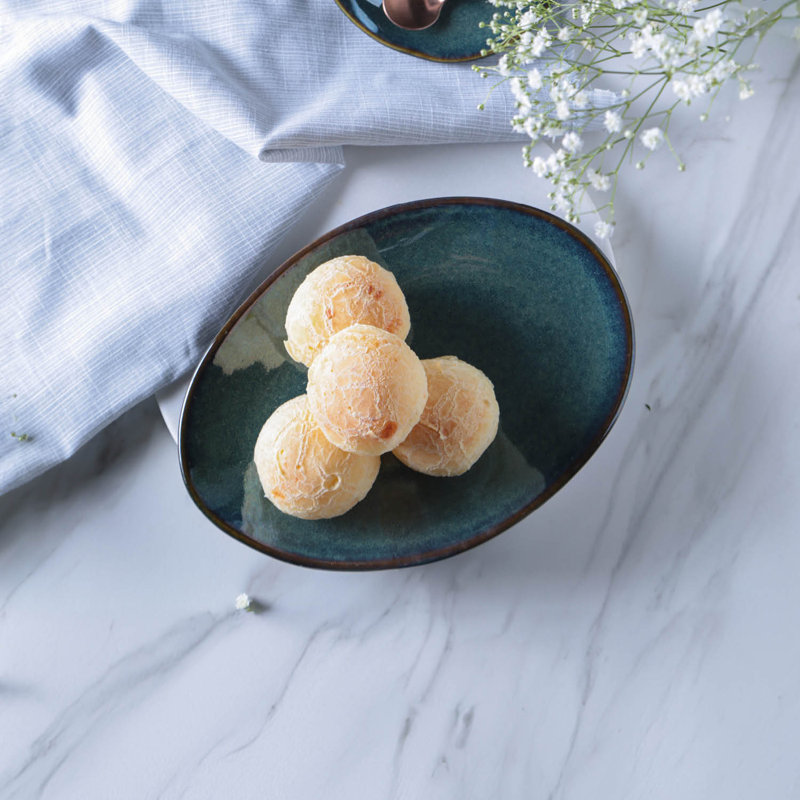 Assiette à dessert ovale en céramique 8,86 po Oceano - Va au micro-ondes, au four et au lave-vaisselle, par Porto Brasil