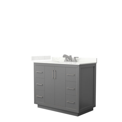 Meuble-lavabo sur pied simple 42 po avec comptoir en quartz 42 po