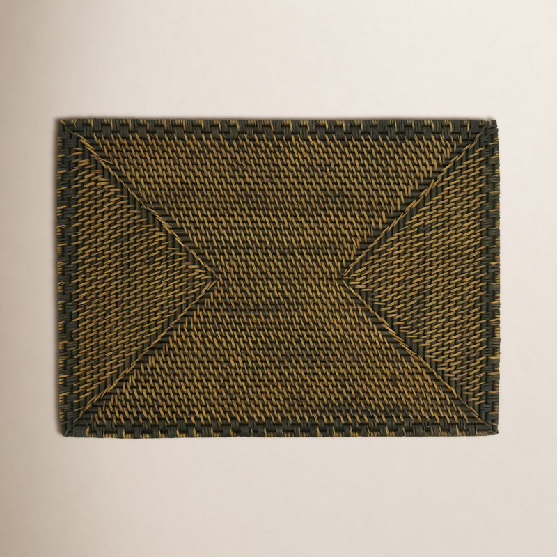 Avignon Collection Rattan No Pattern Rectangle Placemat, Brown