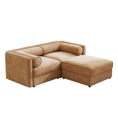 Madden Chenille Sectional Sofa with Ottoman & Hidden Storage