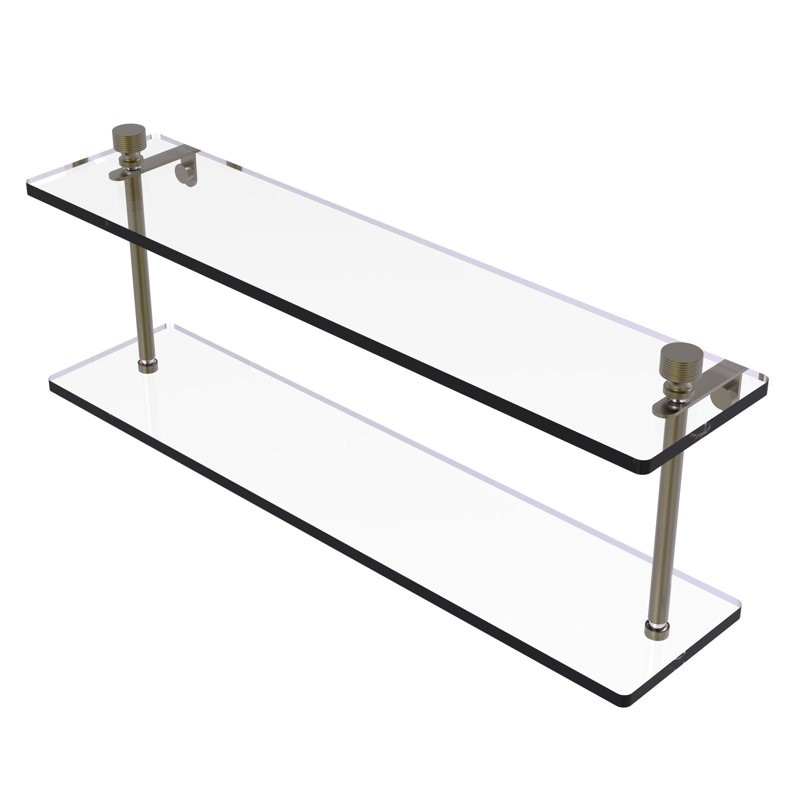 Ballenas 2 Piece Tiered Shelf, Antique Brass, 22"