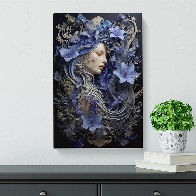 Bluebell Flower Rococo - No Frame Print, 76cm H x 50cm W x 3cm D