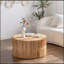 Table basse cylindrique de 31,5 pouces à la mode rétro avec relief à texture verticale, parfaite pour le salon, le bureau et la salle à manger