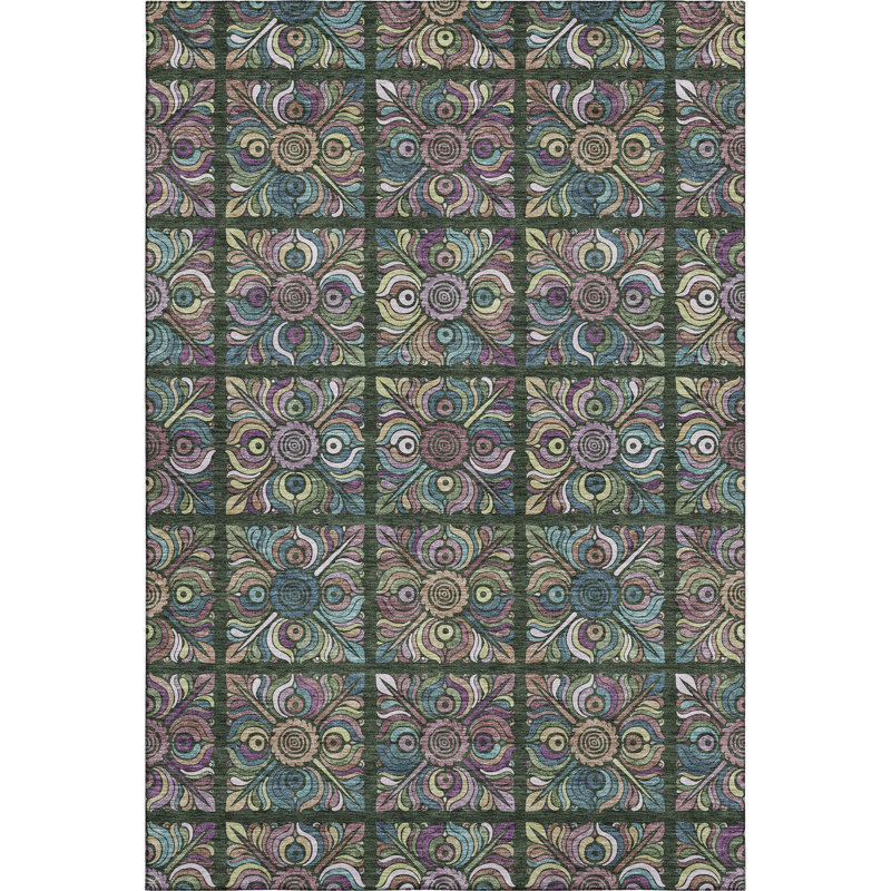 Premium Machine Washable Prisco Fern Rug, Rectangle 10' x 14'