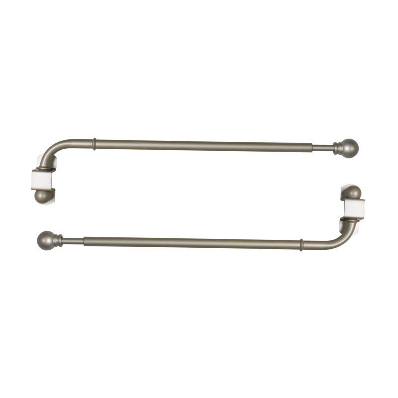 Tringle à rideaux simple réglable 0,5 po Bogia, l 14 po, Étain