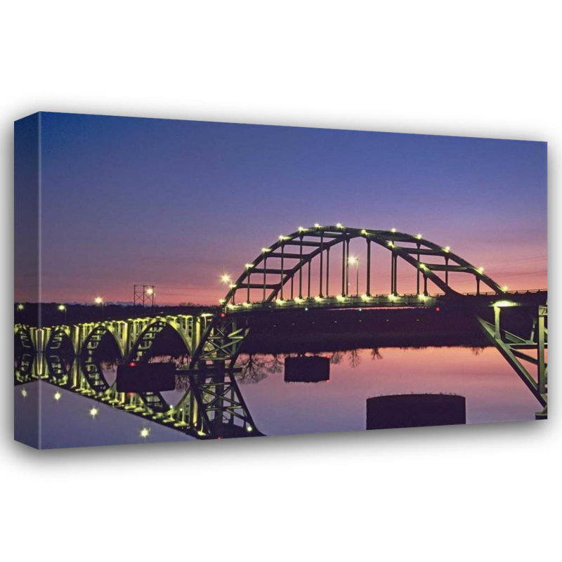 Art sur toile tendue par Flaherty, Dennis Gallery: Arkansas, Ozark Ozark Bridge over Arkansas River, H 28 po x l 40 po