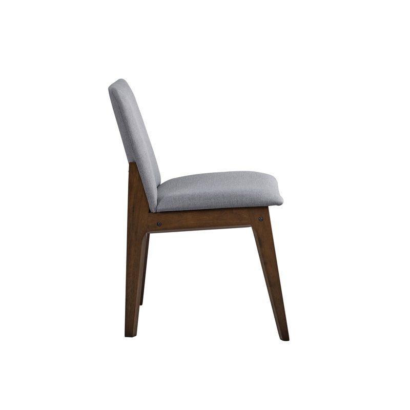 Ensemble de 2 chaises d'appoint en tissu gris clair et finition noyer