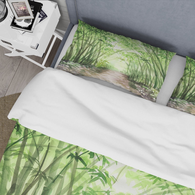 Little Road Bamboo Forest - Ensemble de housse de couette traditionnel - Microfibre de polyester