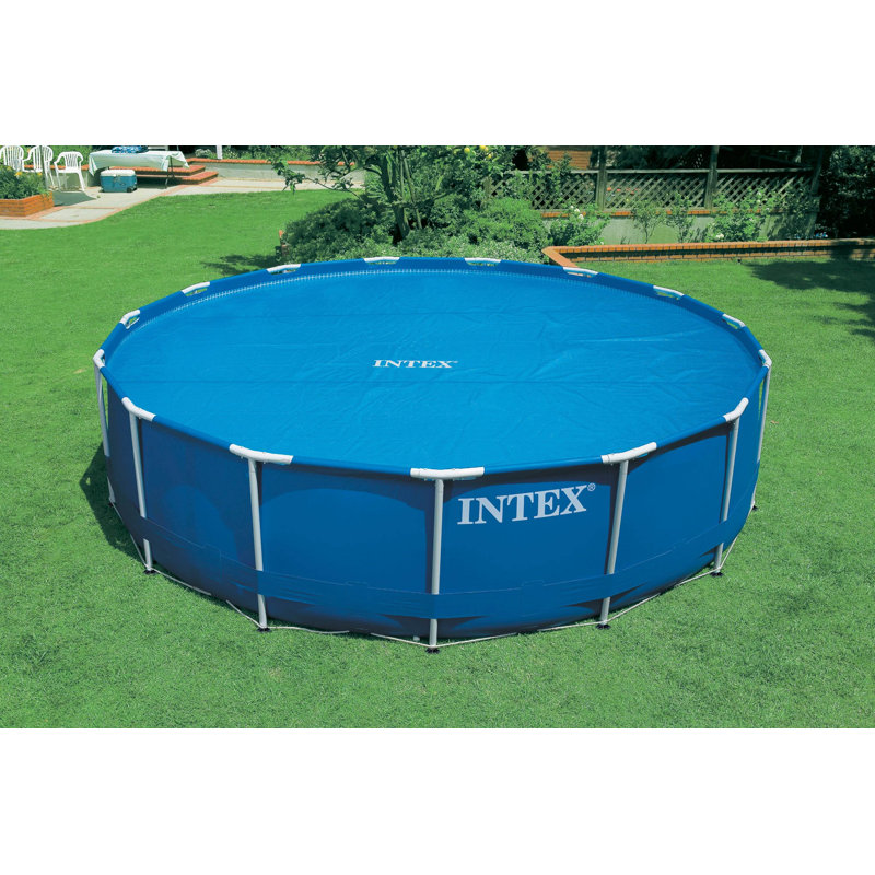 Intex 18 Ft Round Easy Set Solar Cover and Deluxe Pool Maintenance Kit w/ Vacuum