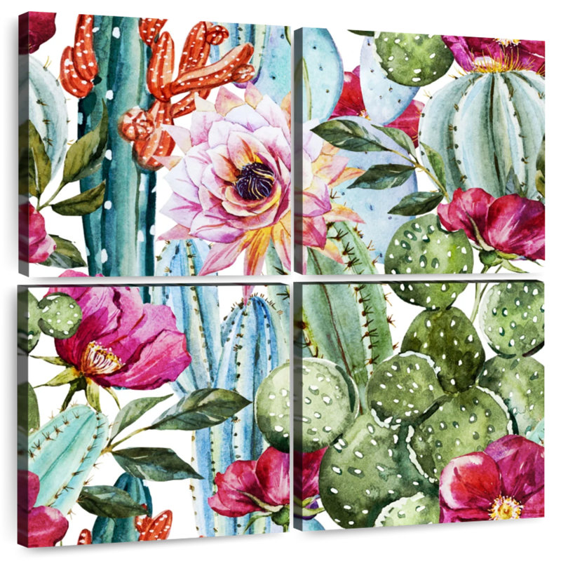 Fleurs de cactus colorées Harnek, H 45 po x l 45 po