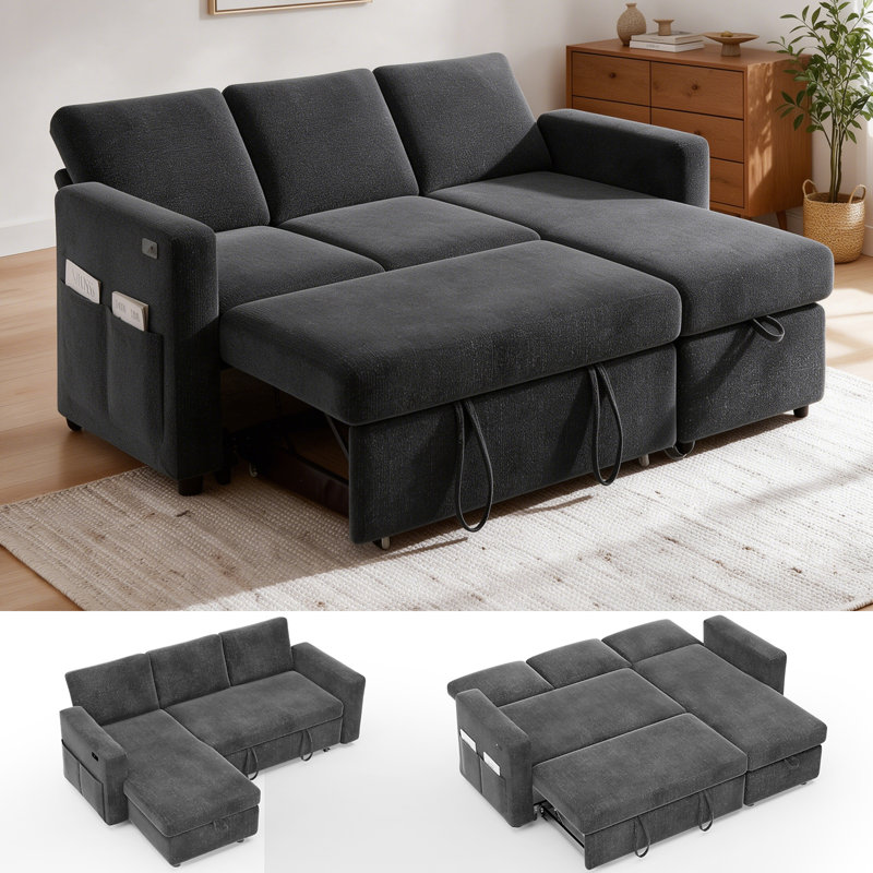 Canapé 65,5 po Mid-Century, Gris