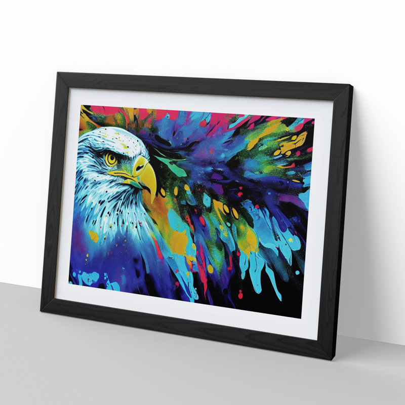 Eagle Bird Splash Vol.6 Abstract - Single Picture Frame Print, Black Frame, 46cm H x 64cm W x 2cm D