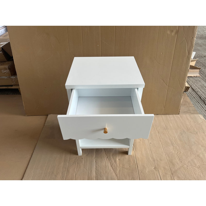 Jolie table de chevet avec tiroir et tablette ouverte, white