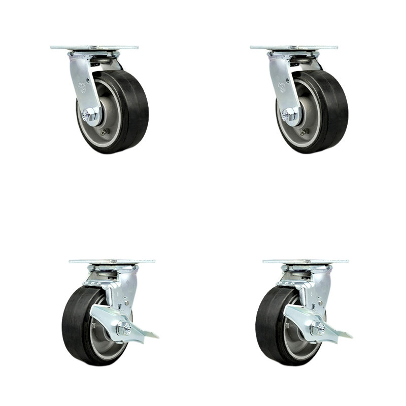 4 Piece Rubber on Aluminum Caster Set