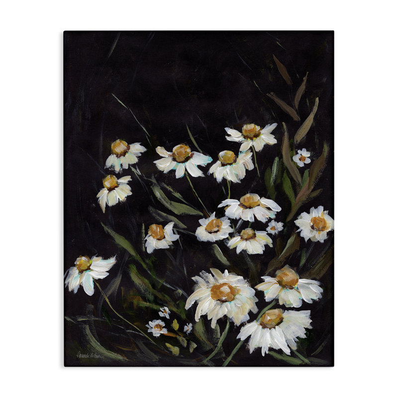«Daisies on Black», art mural par Amanda Hilburn, H 20 po x l 16 po
