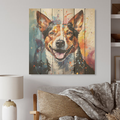 Chien Basenji Bliss I - art mural en bois sur bois de pin naturel