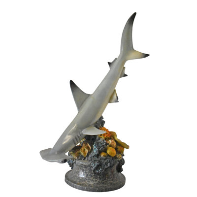 Statue de requin marteau en bronze Algoma montée sur marbre taille 20 po x 18 po x H 42 po