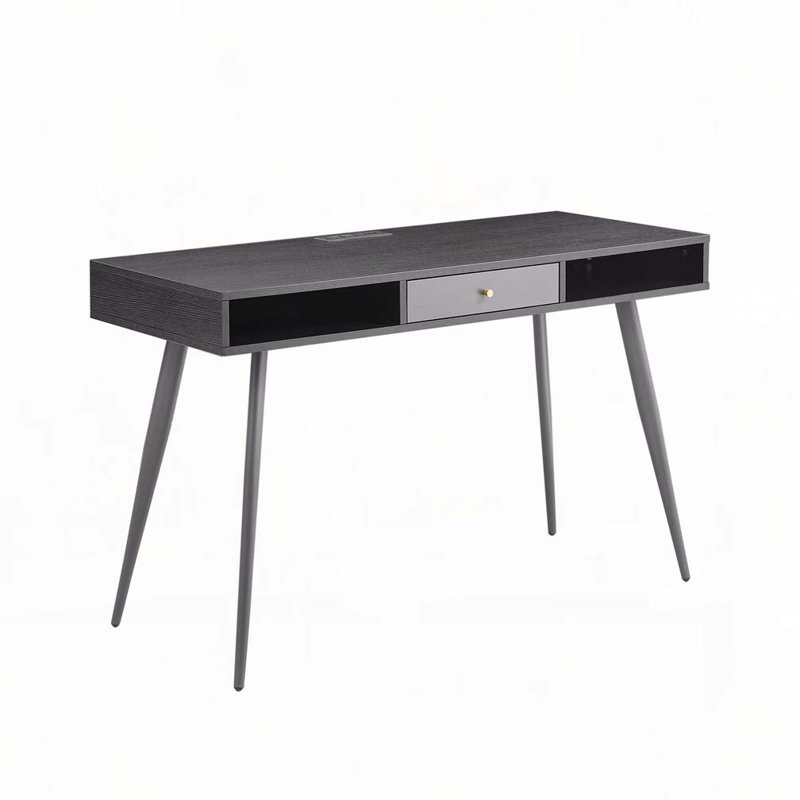 Home Office Desk with USB Ports and Power Outlet, Black