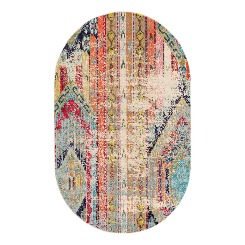 Newburyport Washable Geometric Indoor Rug, Oval 5' x 8'