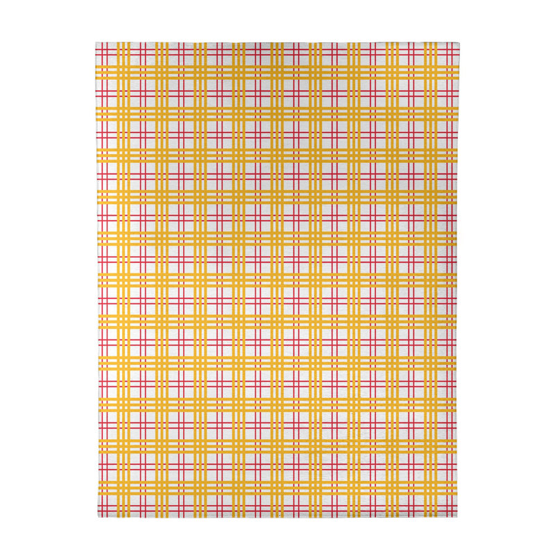 Tapis jaune / blanc à carreaux, Rectangle 9 pi x 12 pi