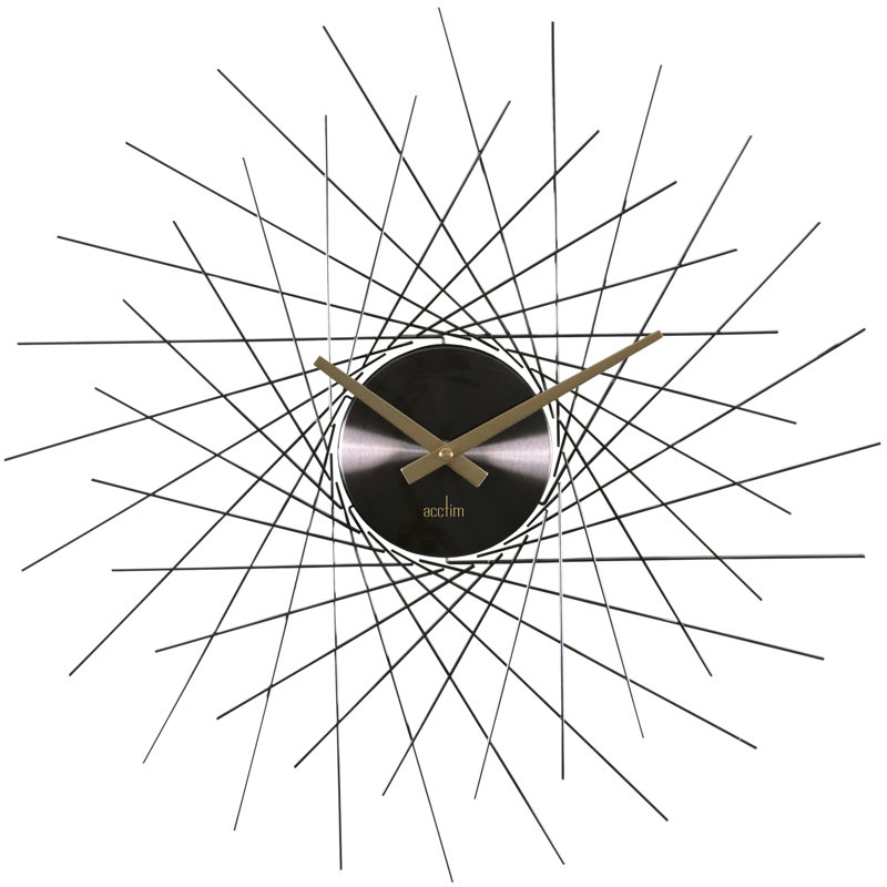Acctim Large Wall Clock Quartz Spoke Geometric Spun Metal 50cm, Gunmetal