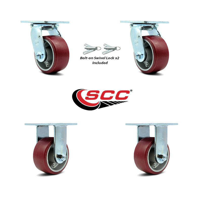 4 Piece Polyurethane on Aluminum Caster Set
