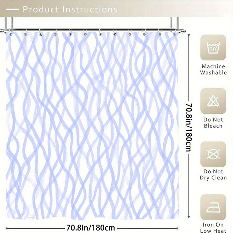 Rideau de salle de bain mauve clair et ondulé, 72 po x 72 po