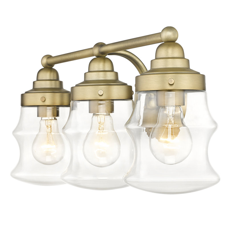 3 - Light Dimmable Vanity Light, Antique Brass